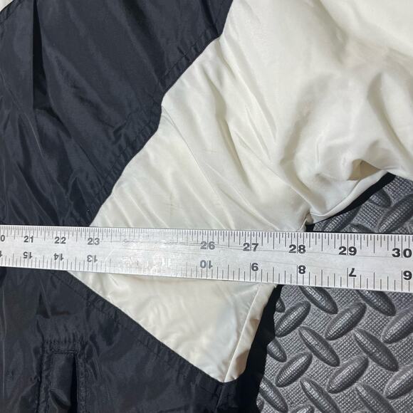 VTG Adidas Jacket Black White Colorblock Spellout Insulated 3 Stripe Mens Medium - Picture 6 of 7